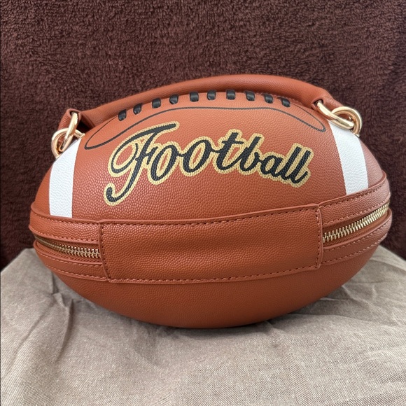 Football Design Brown Leather Crossbody Bag - Picture 3 of 6